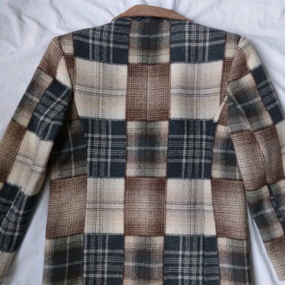 Vintage New York Style Wool Blend Patchwork Plaid Blazer Jacket Womens Small - Picture 10 of 12